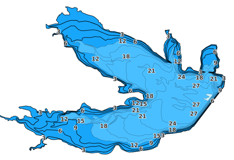 Branch Oak Lake coverage - Fishing Points
