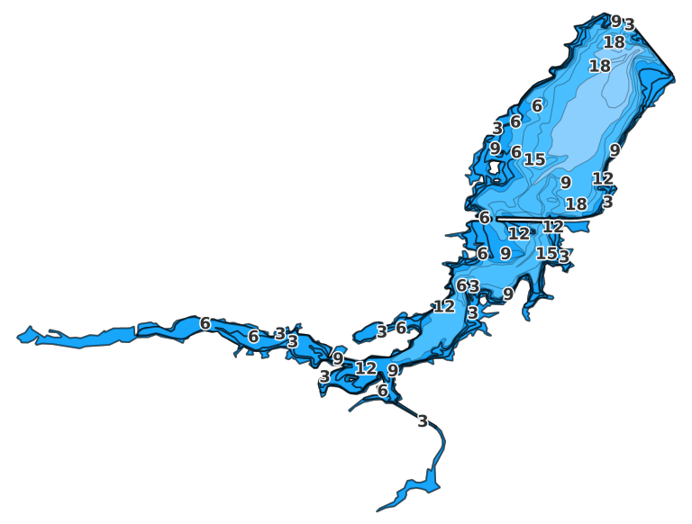 Akron City Reservoir coverage - Fishing Points