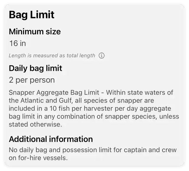 Bag limit Bag limit