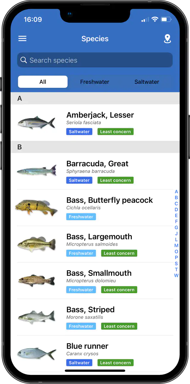 Species list Species list